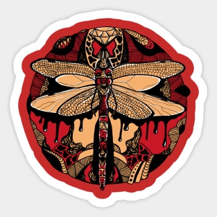 Red and Cream Circle of the Dragonfly Sticker